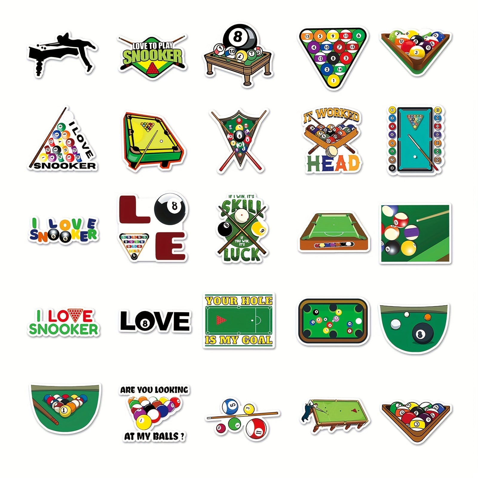50pcs Billiards Graffiti Stickers Waterproof DIY Phone Case Luggage