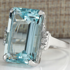 Men's Square Sea Zircon Ring