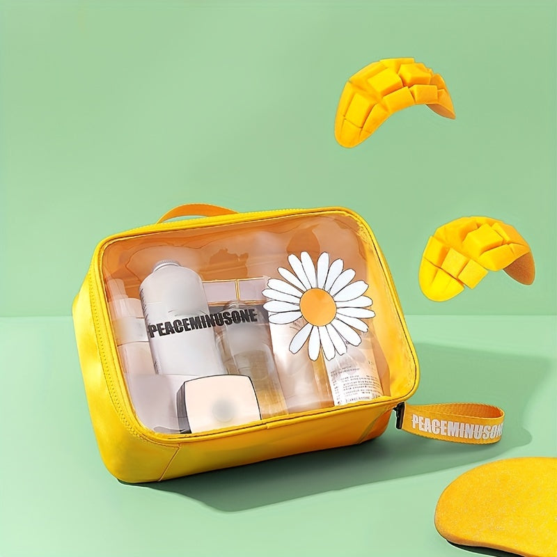Daisy Printed Waterproof Cosmetic Bag for Outdoor Travel