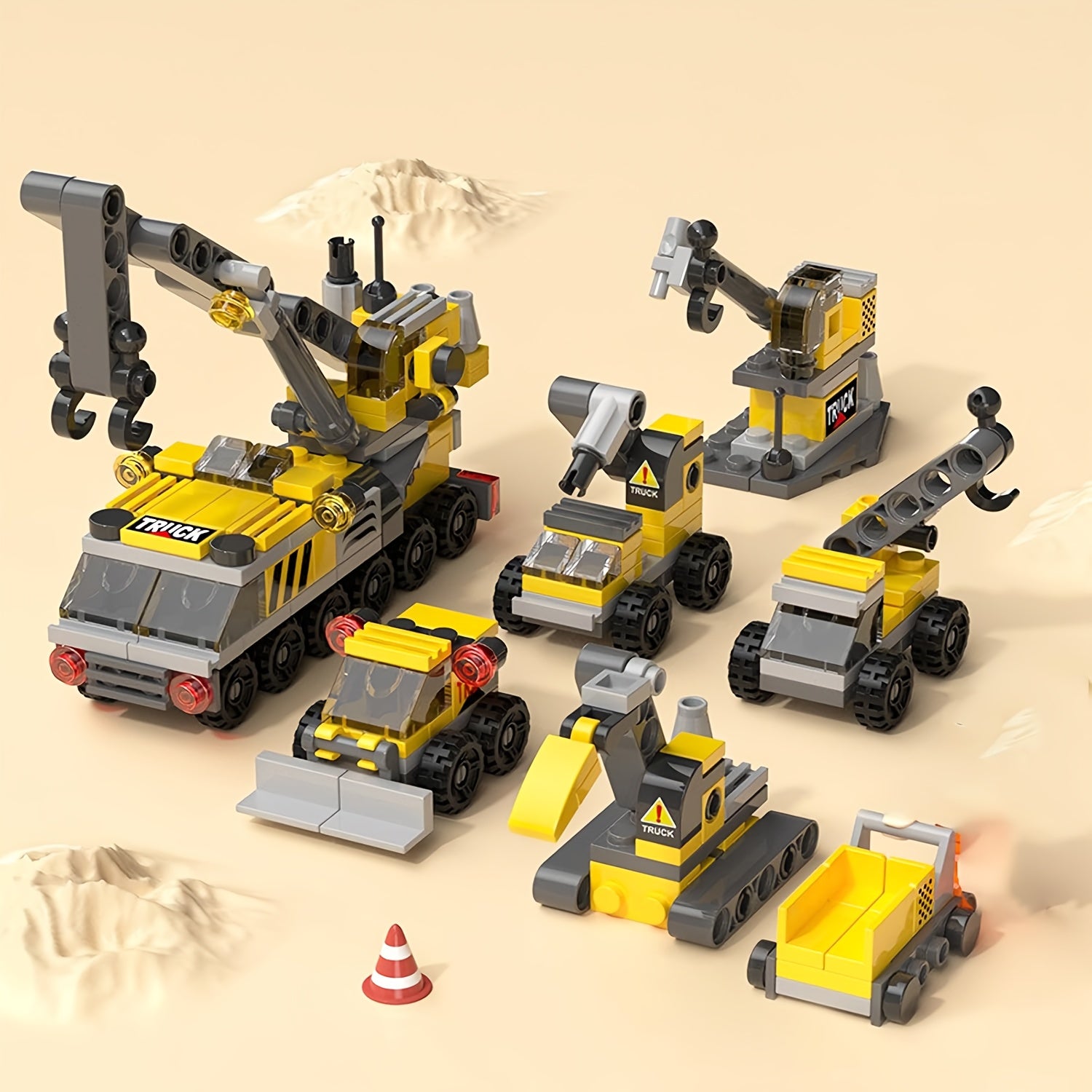 6-in-1 Mechanical Crane Building Blocks Toy for Kids 6-12