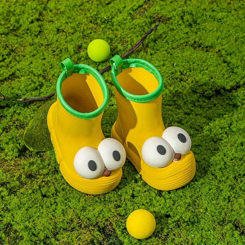 JIAGEYA Boy's Slip On Rain Boots Funny Pattern Waterproof Shoes For Kids