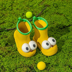 JIAGEYA Boy's Slip On Rain Boots Funny Pattern Waterproof Shoes For Kids