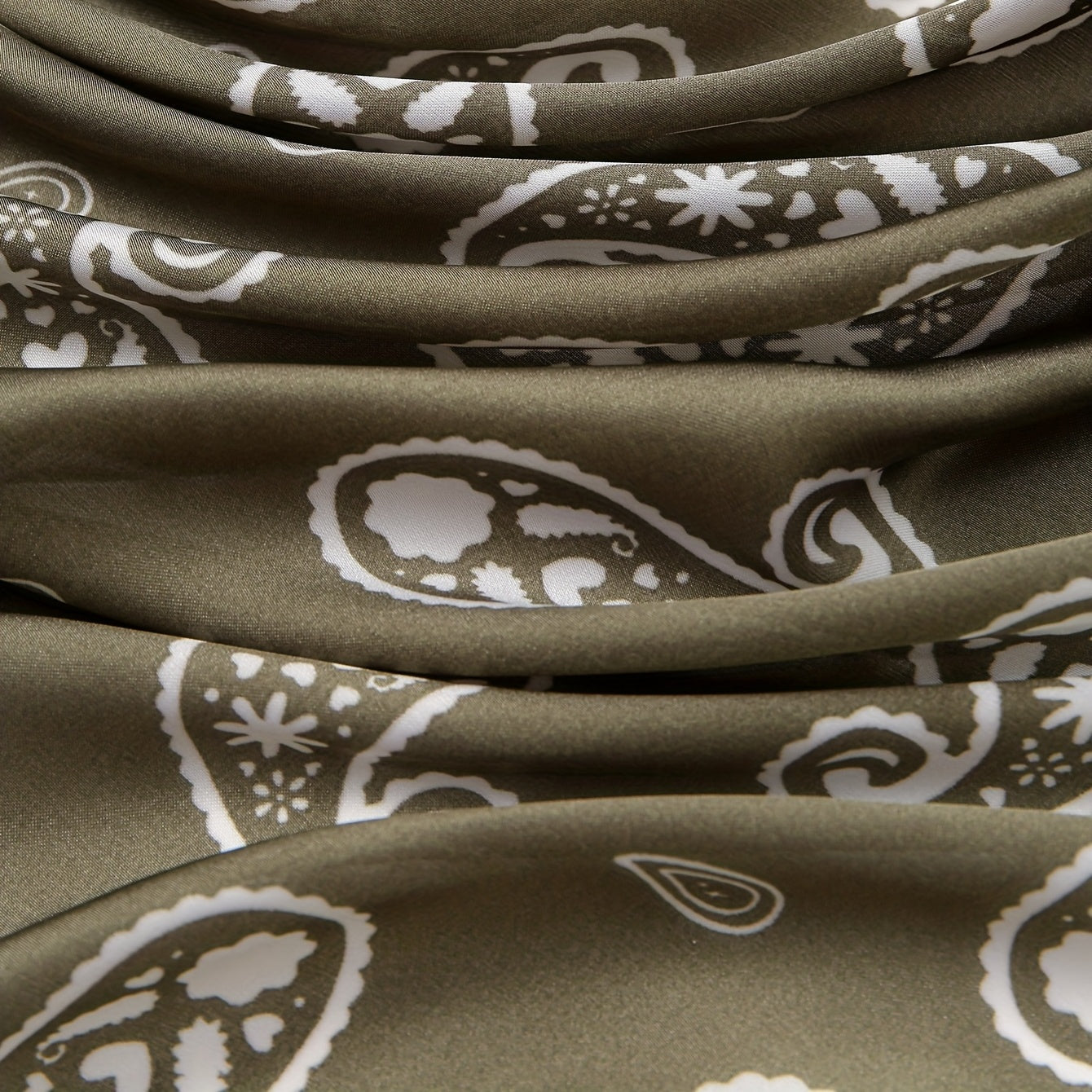 Dark Green Paisley Print Bandana Square Scarf Neckerchief