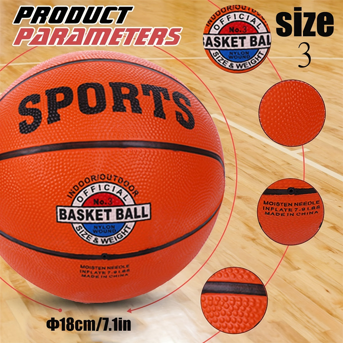 Rubber Basketball Size 3 5 7 Competition Training