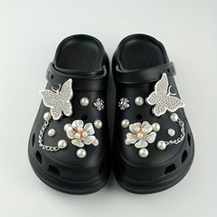 20pcs Shoe Decorations Butterfly Chain Small Flowers for Crocs Gift Party Decor