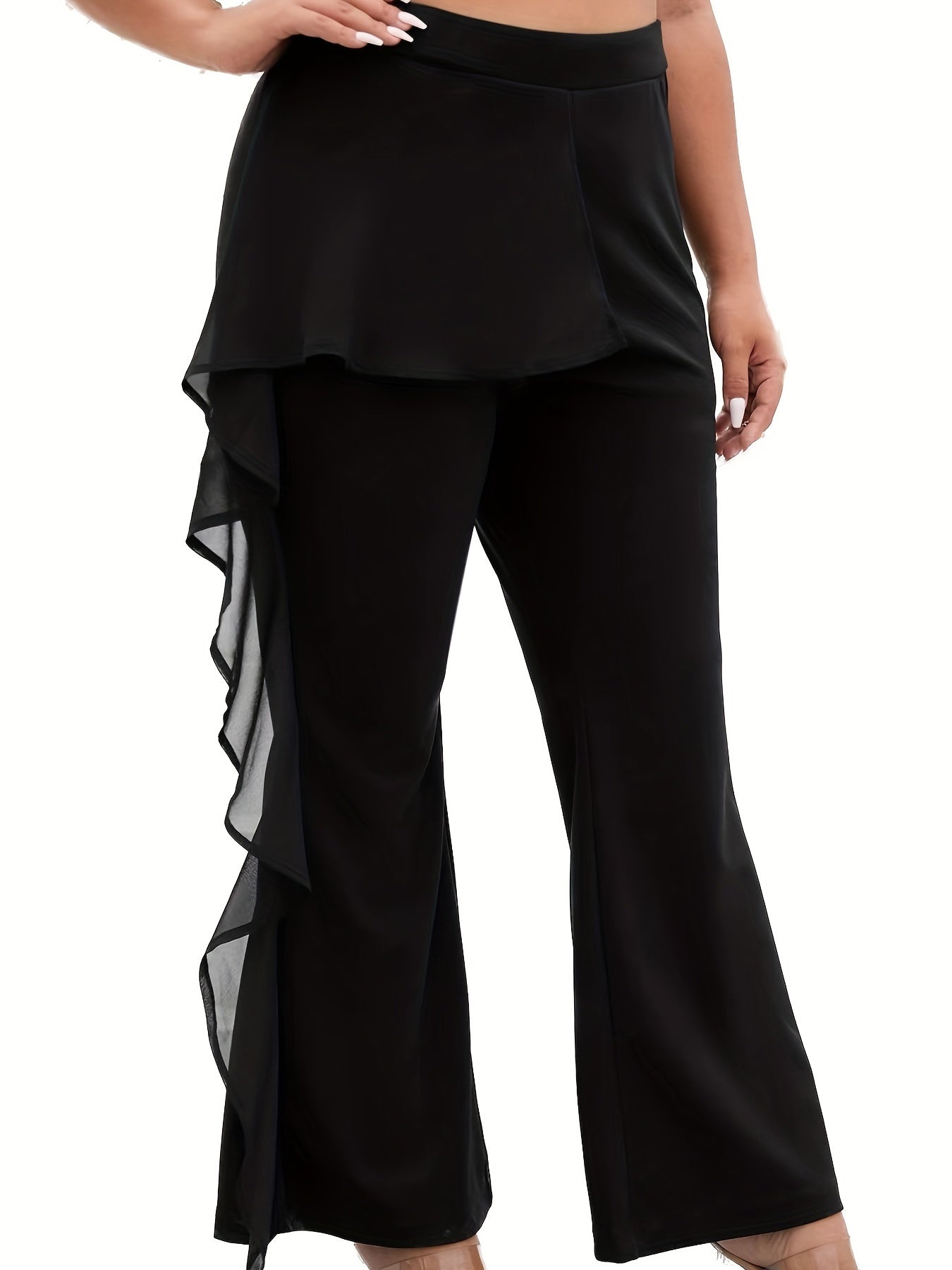  Women's Mesh High Rise Flared Leg Pants
