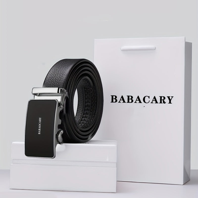 Men's Leather Belt Automatic Buckle Business Suit Waist Strap