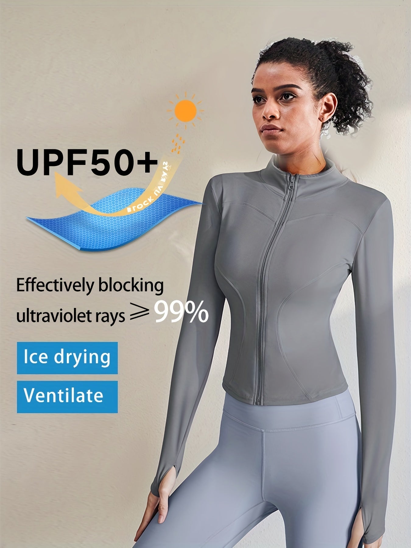 Women's Quick Dry Full Zip Sports Jacket with Thumb Holes