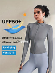 Women's Quick Dry Full Zip Sports Jacket with Thumb Holes