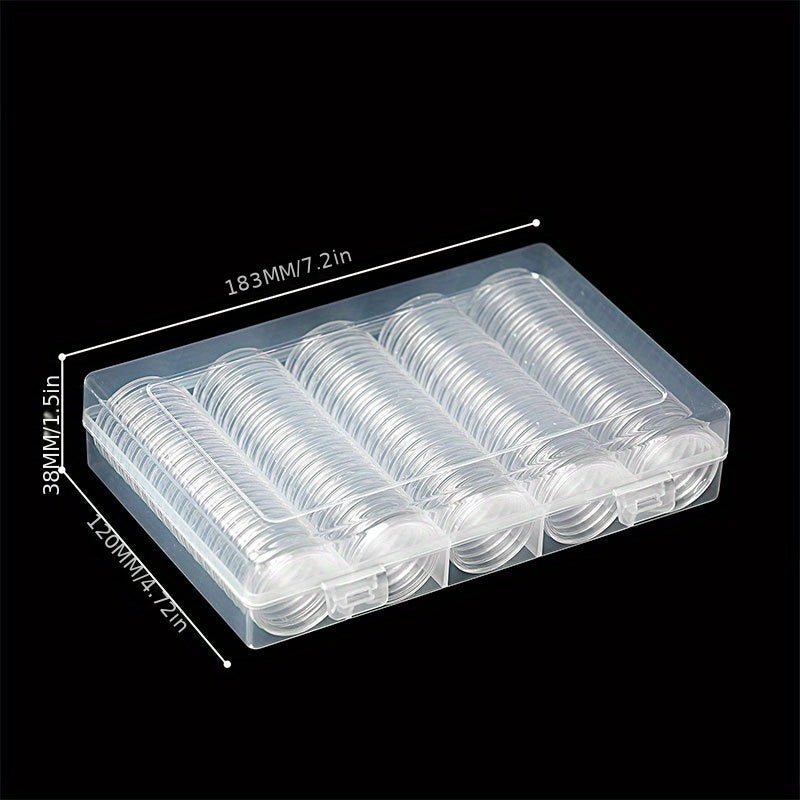 100 Pcs 30mm Coin Capsules & 5 Sizes Gasket Holder Case with Organizer Box