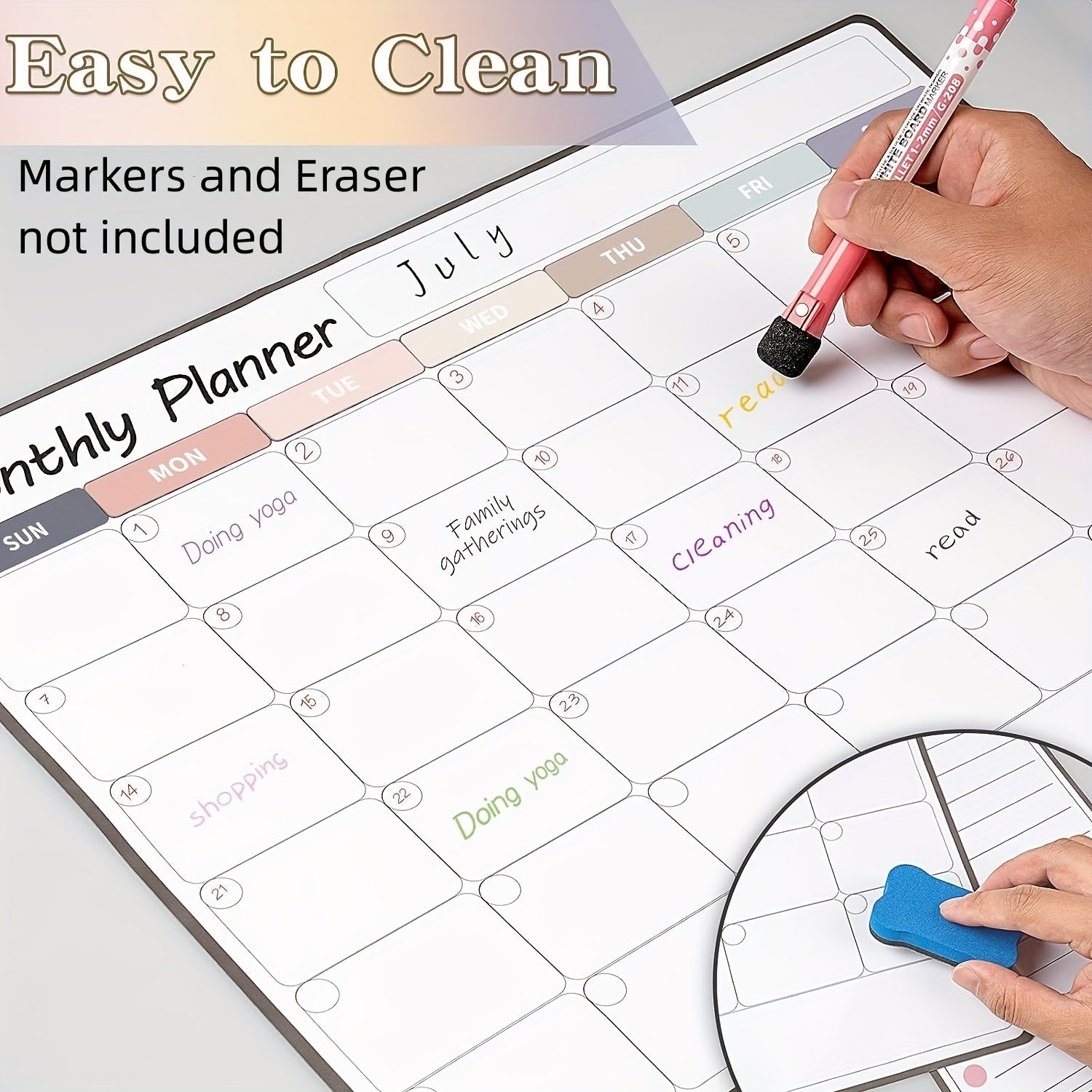 3pc Magnetic Monthly Calendar For Fridge Colorful Magnetic Whiteboard