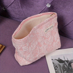 Rose Embossed Powder Makeup Bag Large Capacity Portable Clutch Bag