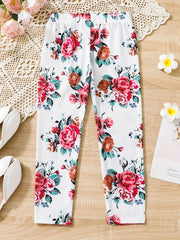 Flower Print Leggings Casual Trousers