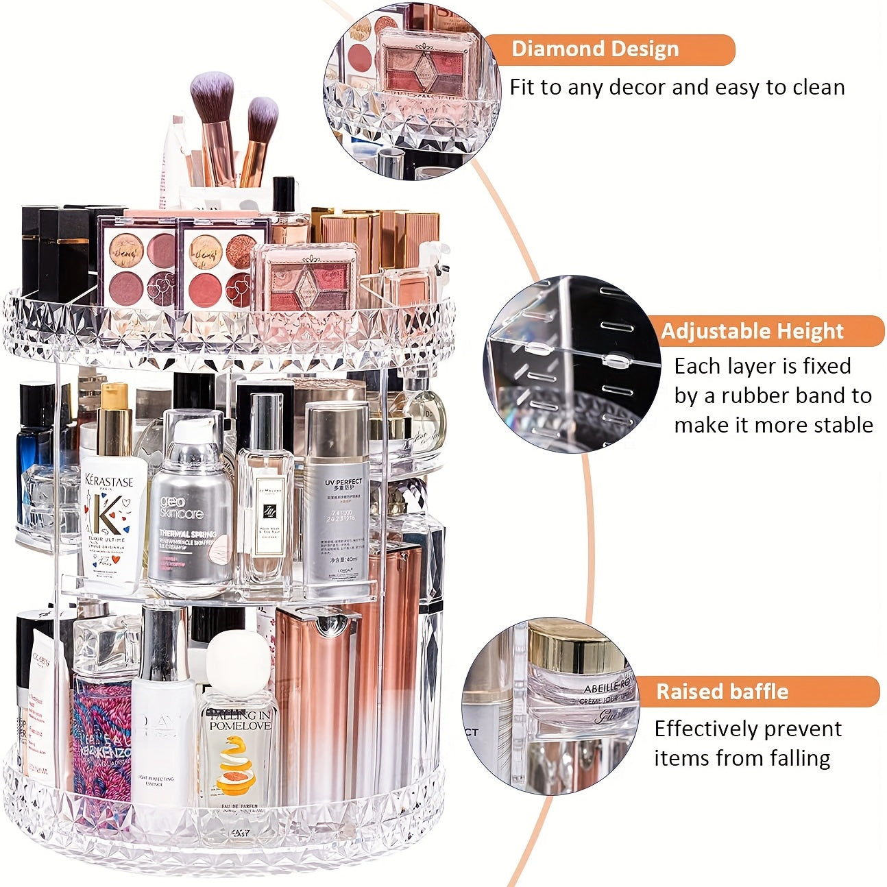 DIY Adjustable Spinning Cosmetic Storage Display Box