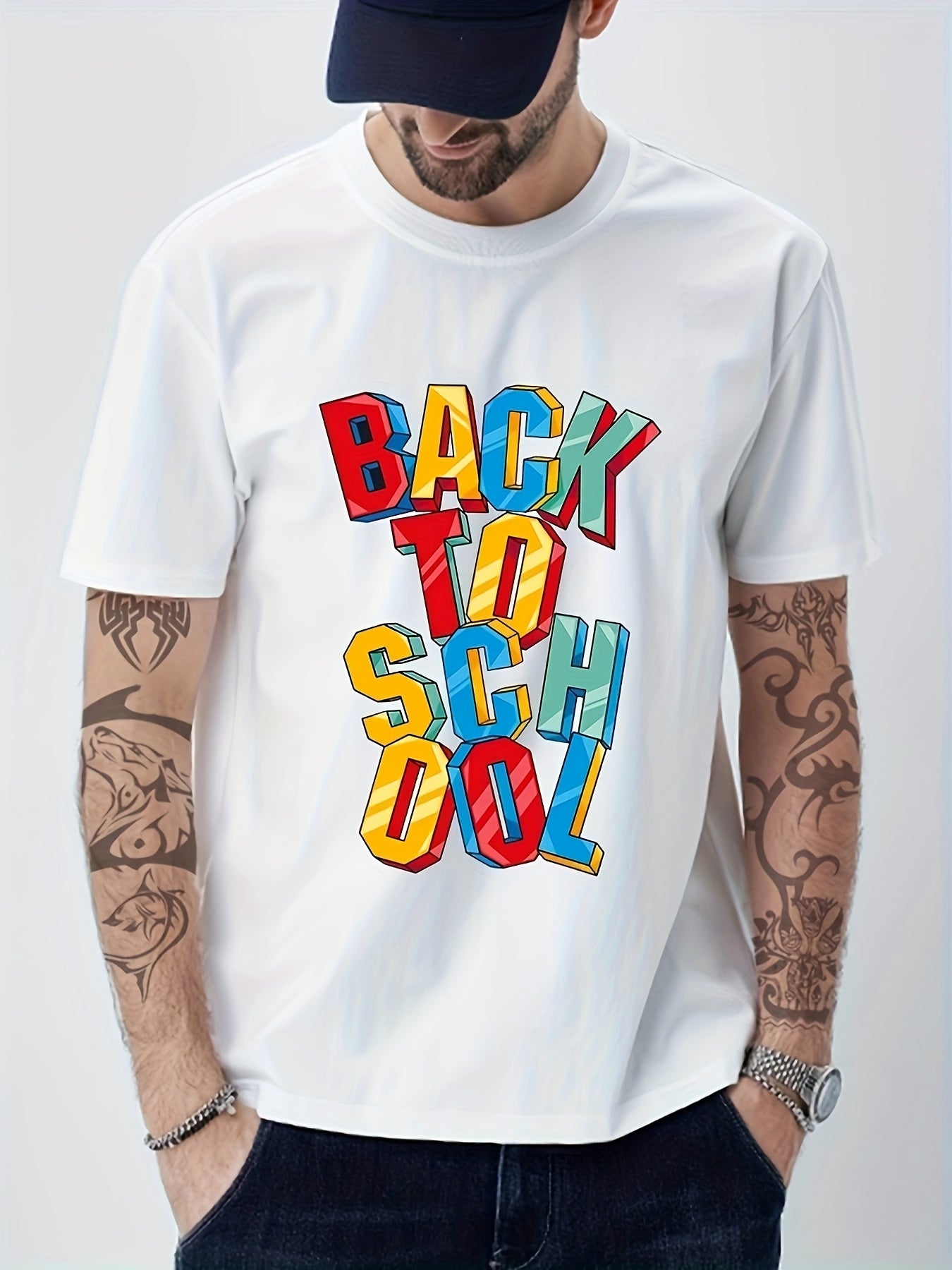 Back To School Print Men's Graphic Crew Neck T-shirt