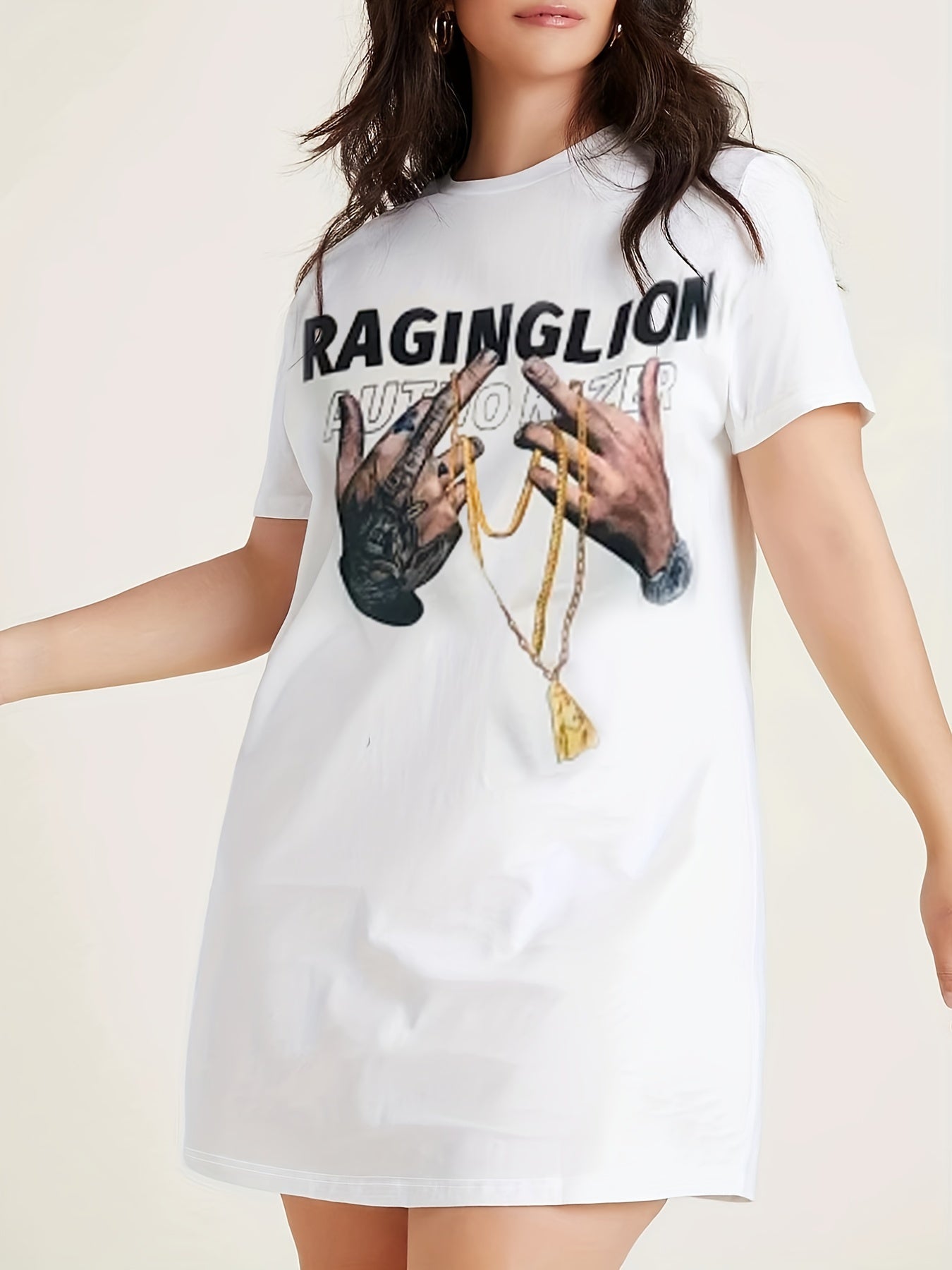  Casual Dress Women's Plus Letter & Graphic Print Short Sleeve
