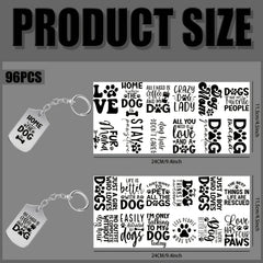 96pcs UV DTF Dog Lover Quotes Keychain Stickers Set