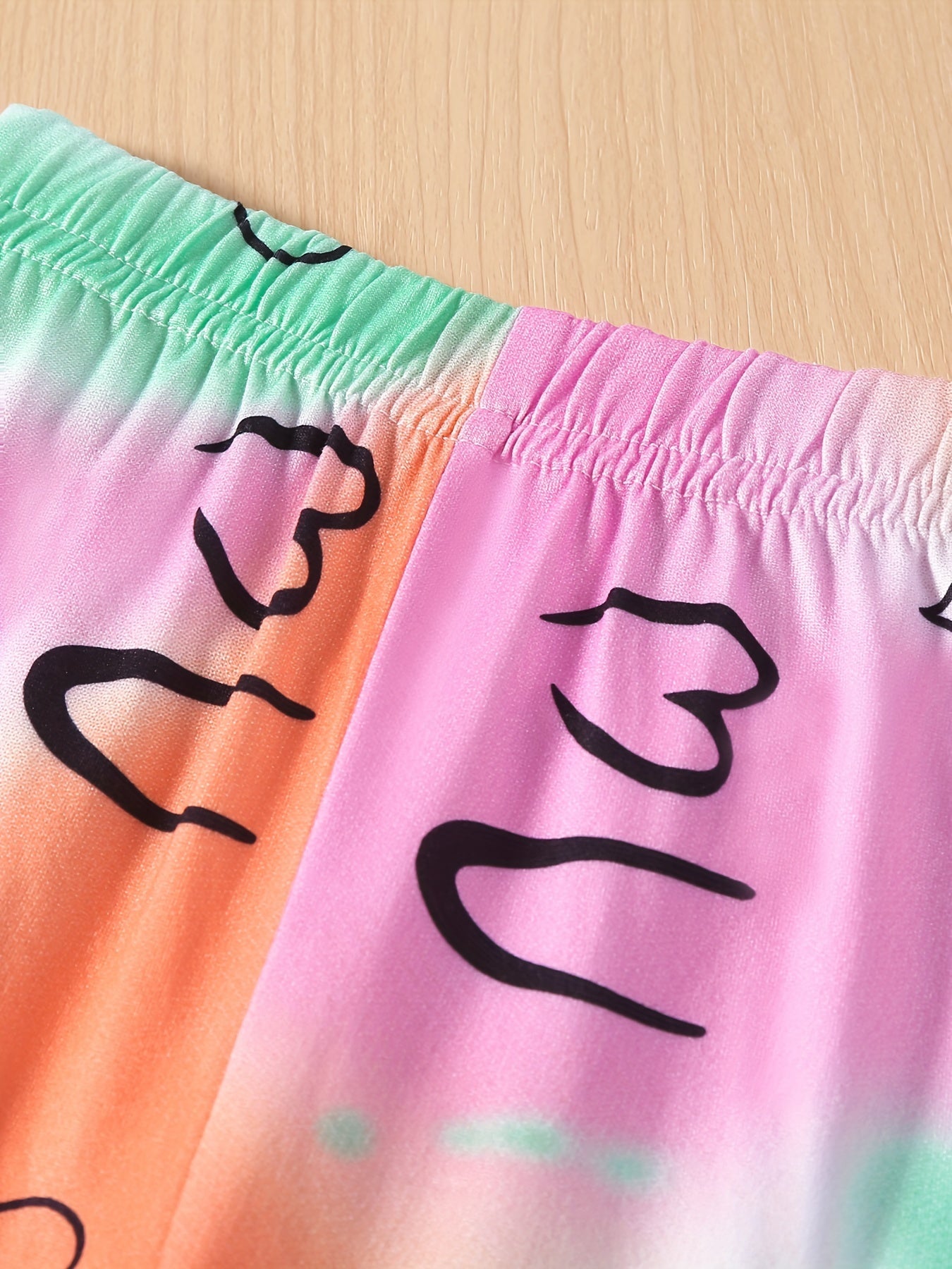 Girl's Tie dyed Graffiti Print Ankle Pants