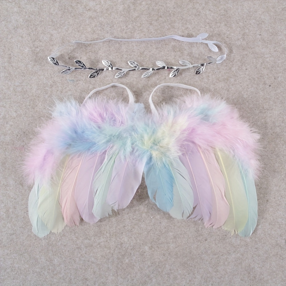 2pcs Baby Angel Feather Wings Set for Photo Props & Outdoor Party