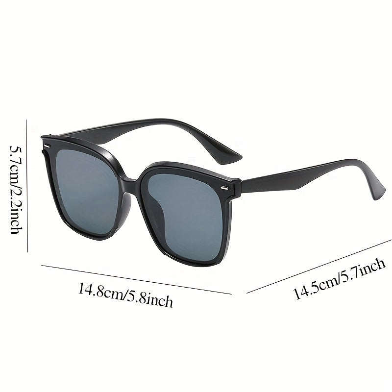 Square Sunglasses Casual Rivet Decor Anti Glare UV400