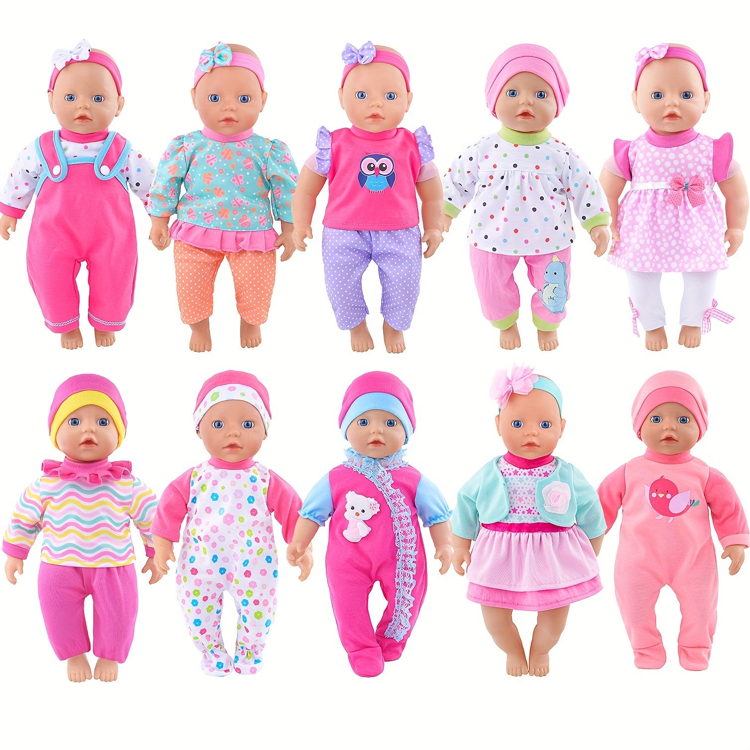 10 Sets of Clothes for 10-14 Inch Dolls, Dolls Not Included