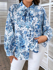  Women's Floral Print Long Sleeve Blouse