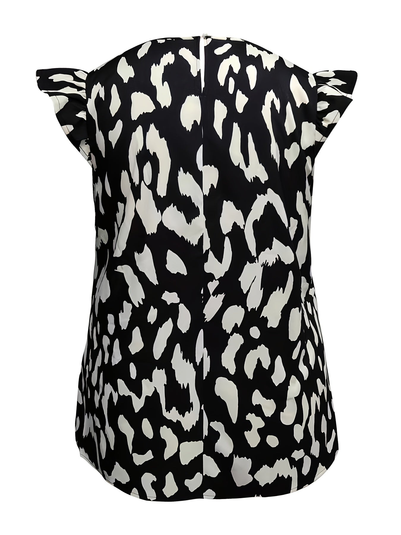  Leopard Print Cap Sleeve Blouse