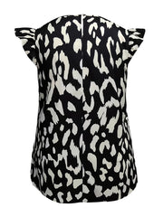  Leopard Print Cap Sleeve Blouse