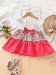 Baby Girls Casual Ruffled Floral Dress For Summer Party