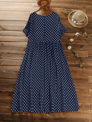  Polka Dot Print Short Sleeve Maxi Dress