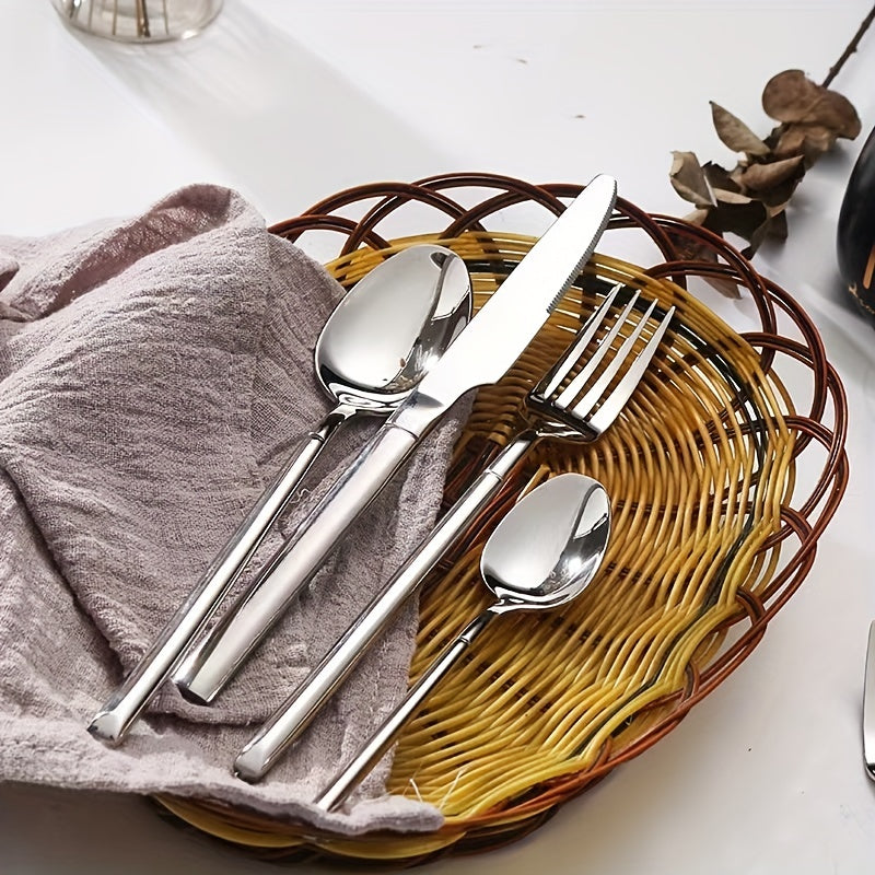 24pcs Silverware Set Mirror Polished Cutlery Utensil Set Home Kitchen