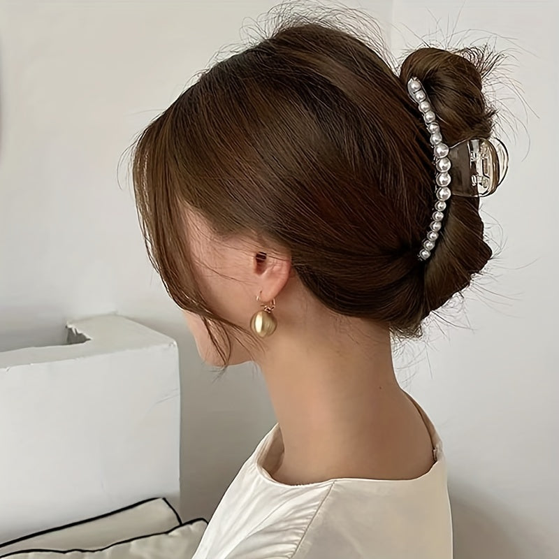 5pcs Pearl Hair Claw Clips Strong Grip Hair Jaw Clip Accessories