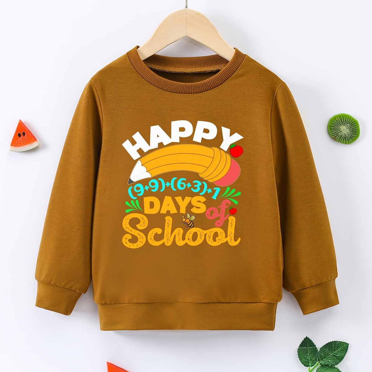 Boys Cartoon Letter Print Happy School Sweatshirt
