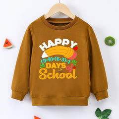 Boys Cartoon Letter Print Happy School Sweatshirt