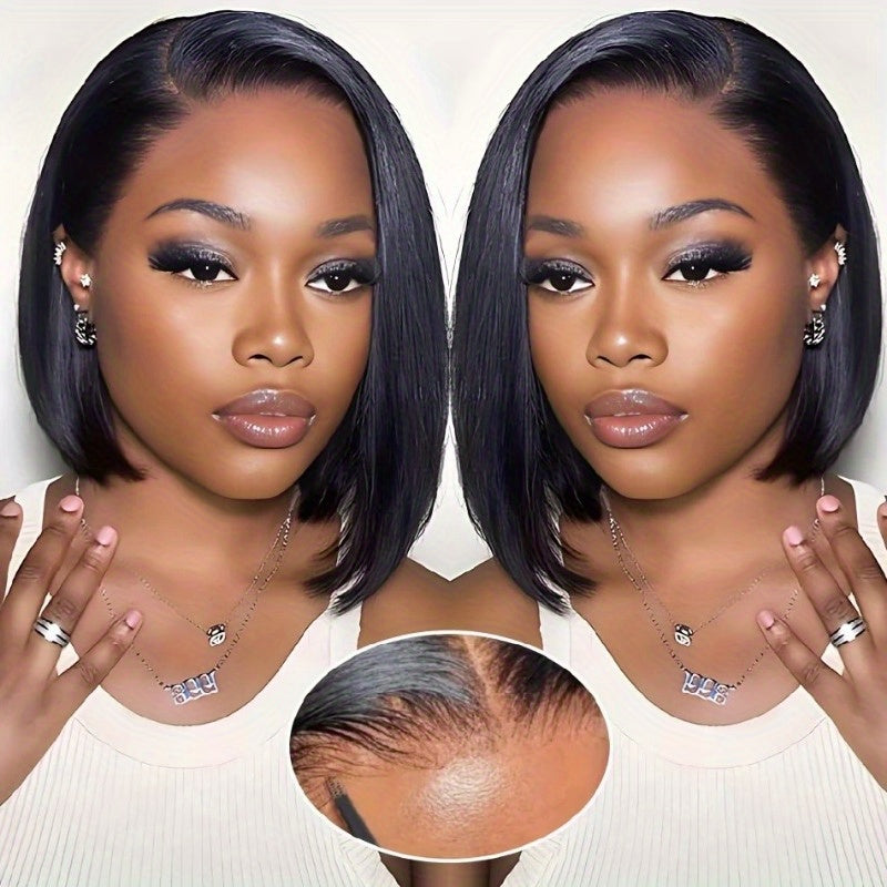 13X4 HD Clear Lace Front Bob Wig Short Straight 100% Human Hair