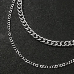 Men's Large Circle Silver Chain with Suit Pants