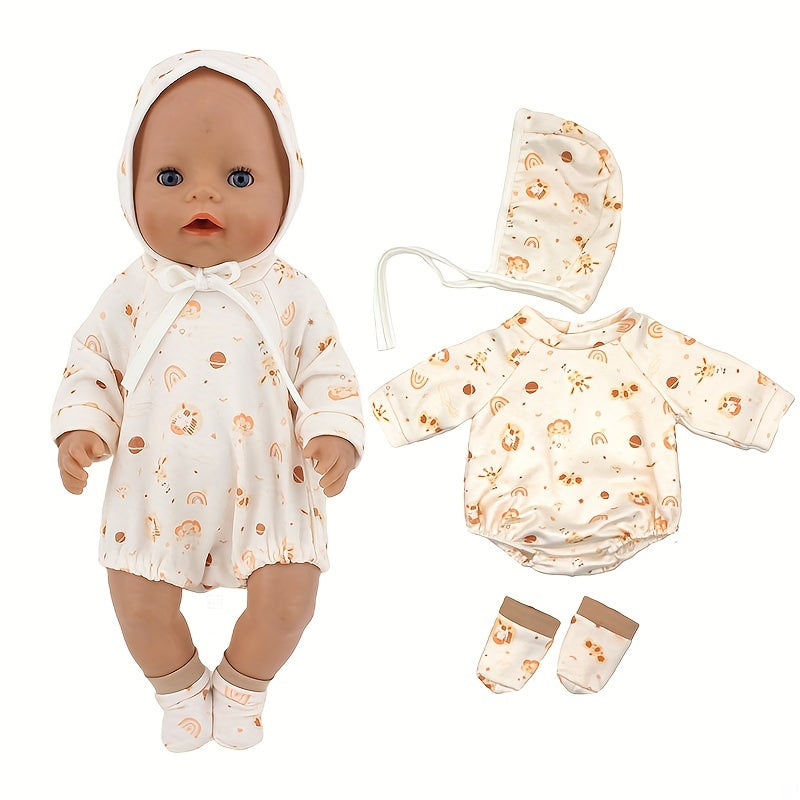 Doll Clothes Set Onesie Romper & Accessories for 17 Inch Dolls