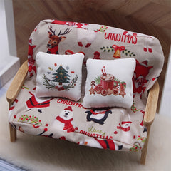 Christmas Dollhouse Pillow Model Festive Holiday Home Decor