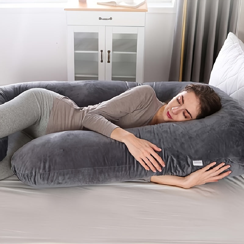 Cooling J Shape Pregnancy Pillow Dark Grey Cover