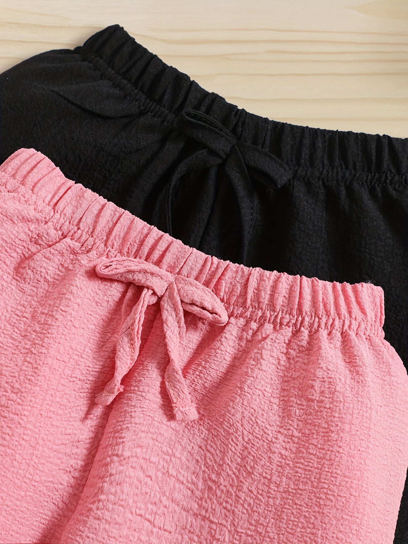 2pcs Girl's Dry Fit Bow Front Jogger Trousers