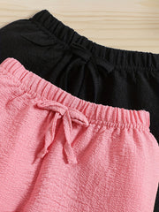 2pcs Girl's Dry Fit Bow Front Jogger Trousers