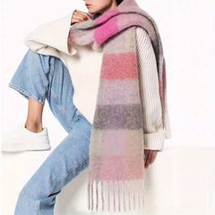 Warm Plaid Shawl Tassel Thick Scarf Windproof Inelasticity