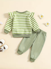 Toddler Girls Striped Sweatshirt & Pants Set for Autumn Winter