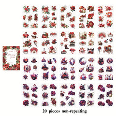 20pcs Simulation Pet & Plant Journal Stickers