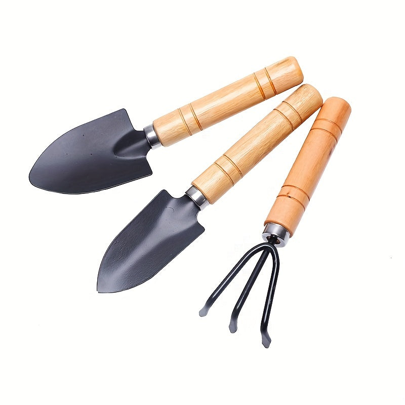 3pcs Gardening Tools Set Wooden Handle Shovel for Flowers Vegetables