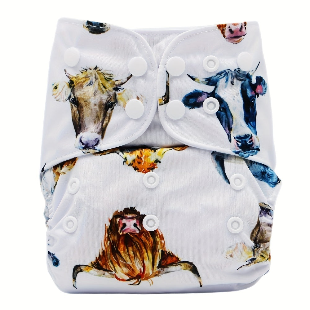 Highland Cow Print Adjustable Baby Cloth Diaper