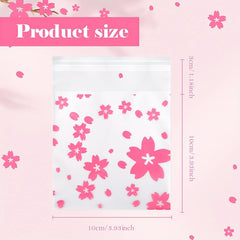 200pcs Frosted Cherry Flowers Glass Paper Bags - Self Adhesive