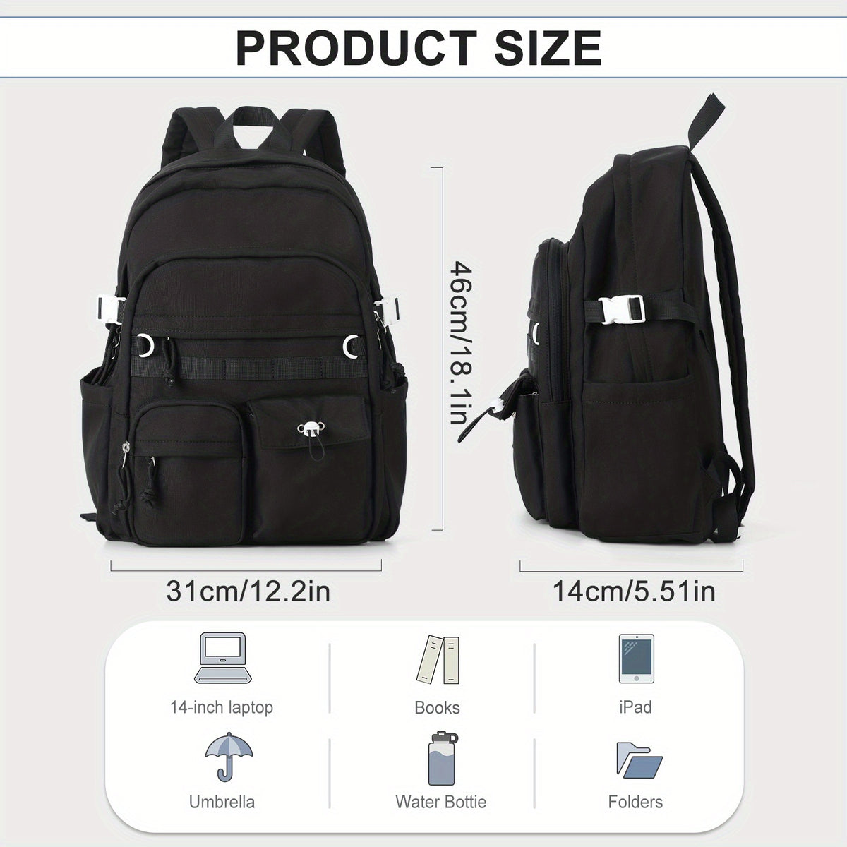 Lightweight College Laptop Backpack For Men Women Large Capacity Travel Bag