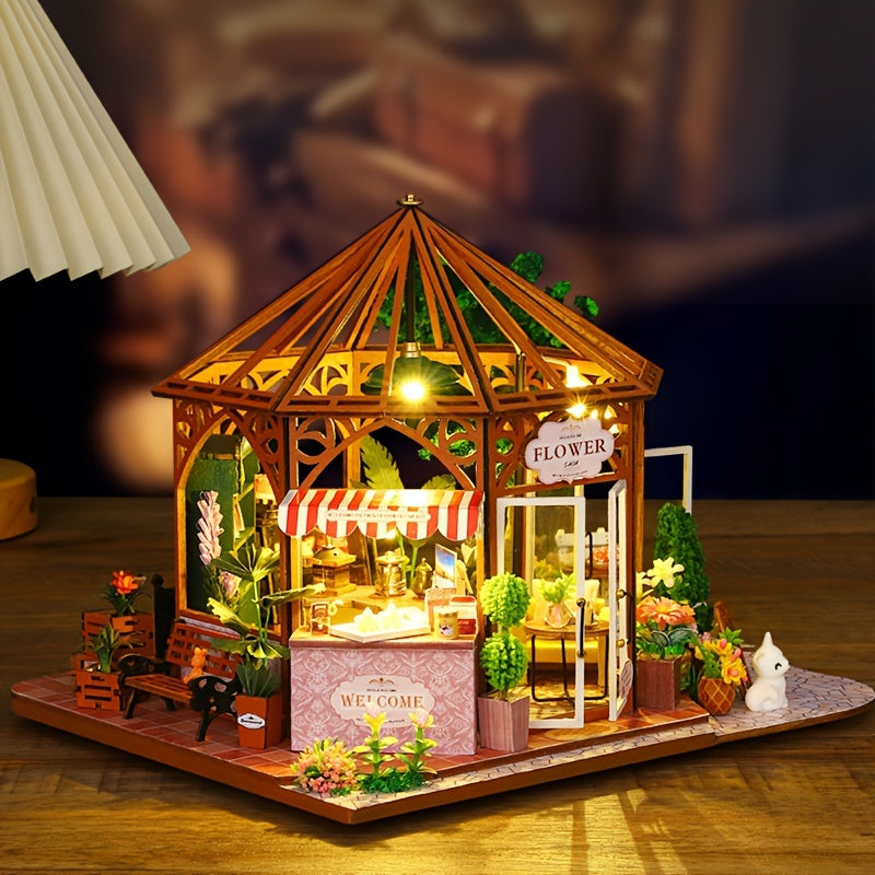 Handcrafted Wooden Coffee Shop Model Dollhouse with Furniture & Decor