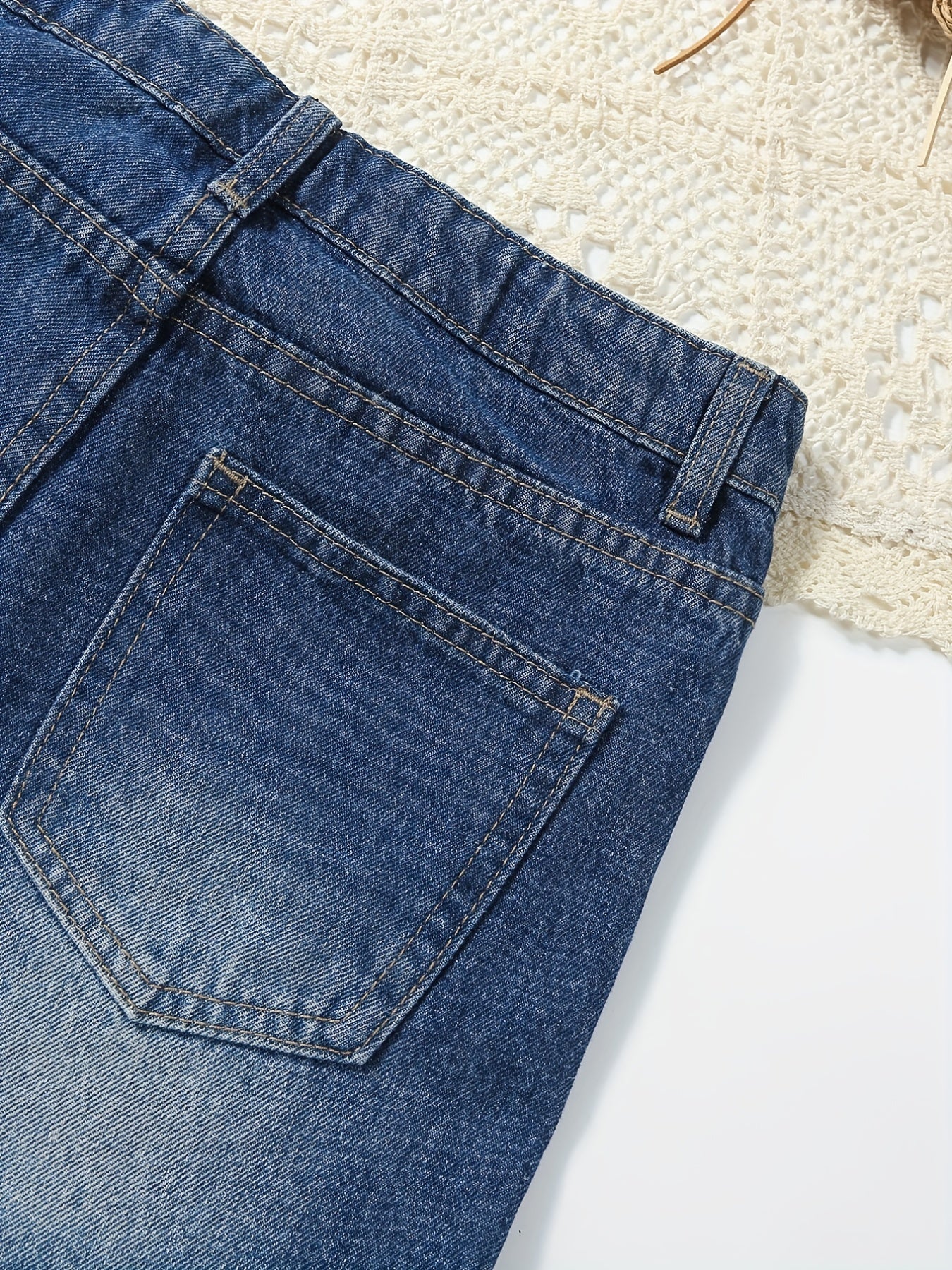 Girls' Ripped Roll Up Denim Shorts for Summer